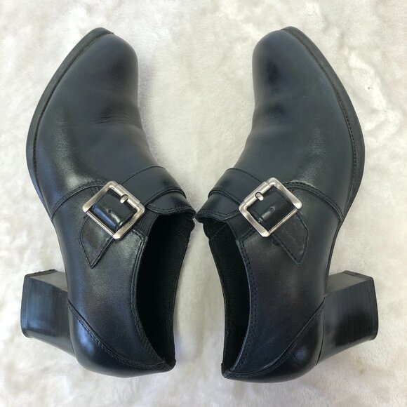 Dr. Scholl's Stacey Black Leather Block Heel Ankle Bootie Shoes Size 7.5 - Picture 9 of 14